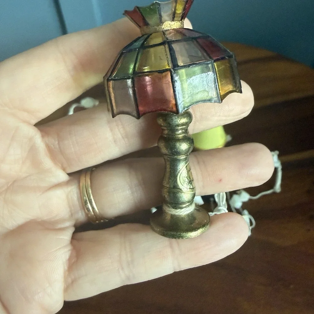 Vintage Miniature Dollhouse Lamp Lot 6 Pc Hanging Tiffany‎ Style Pendant Lights